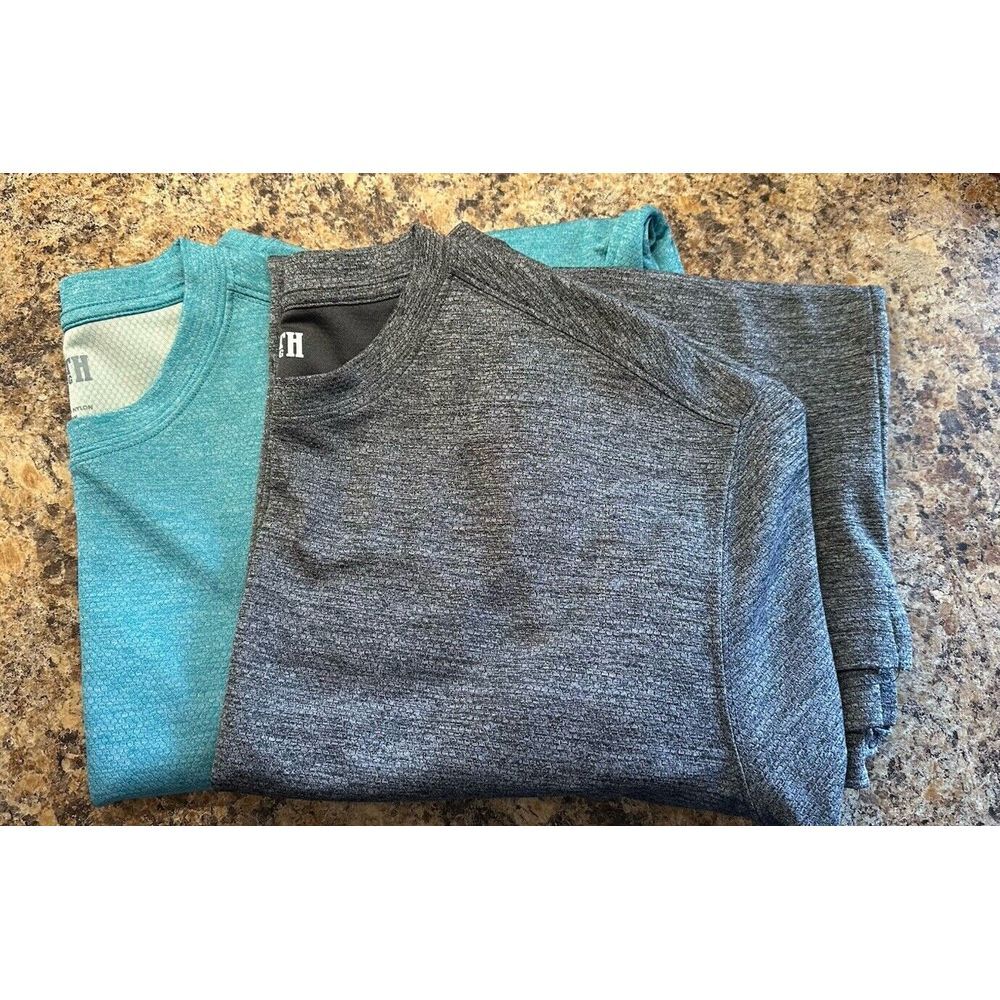 Set Of 2 Duluth Trading Co Mens Lg Blue & Gray Short Sleeve T-shirts